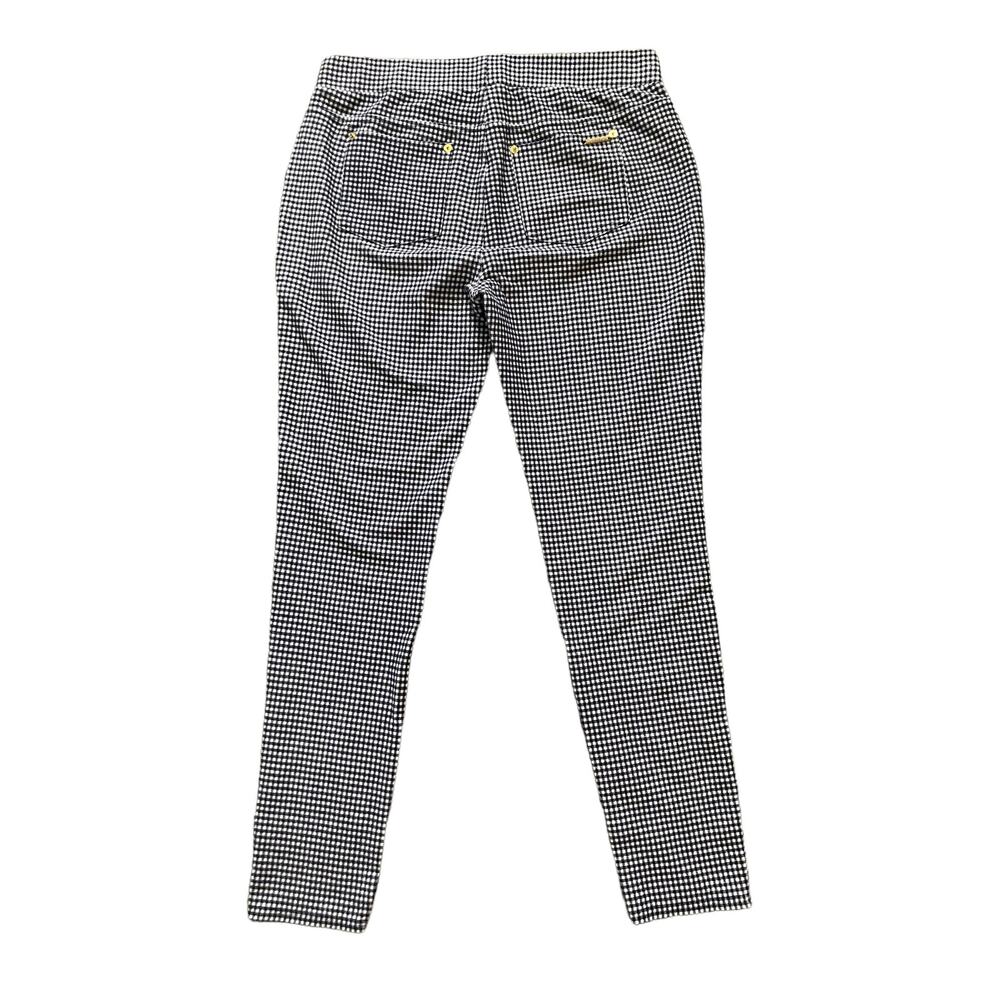 Michael Kors Womens Navy/White Checkered Skinny Pull-On High-Rise Pants | Size L - Picture 2 of 10